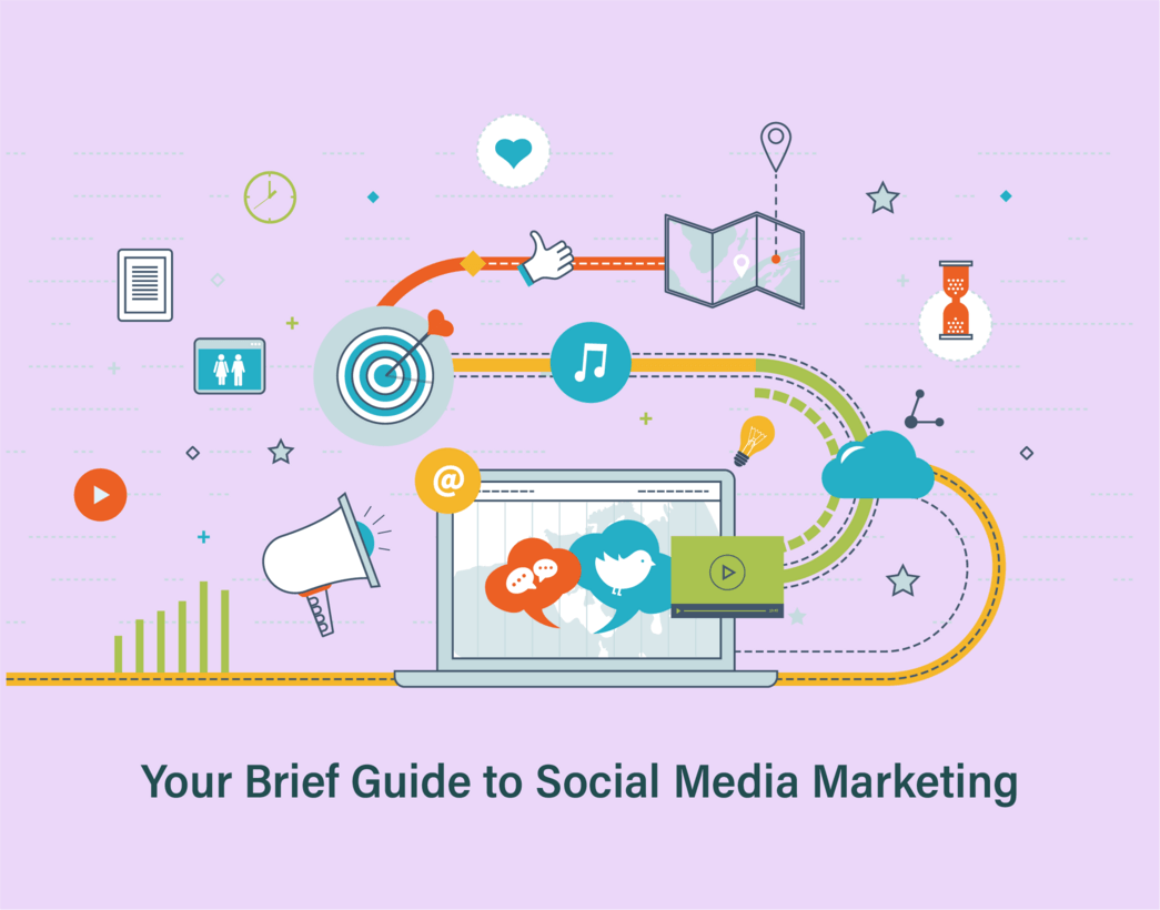 Steps on how to use social media marketing with media illustrations.